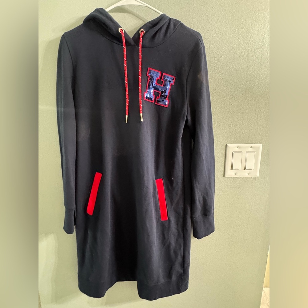 Tommy Hilfiger Navy Long Sleeve Dress with Red Details